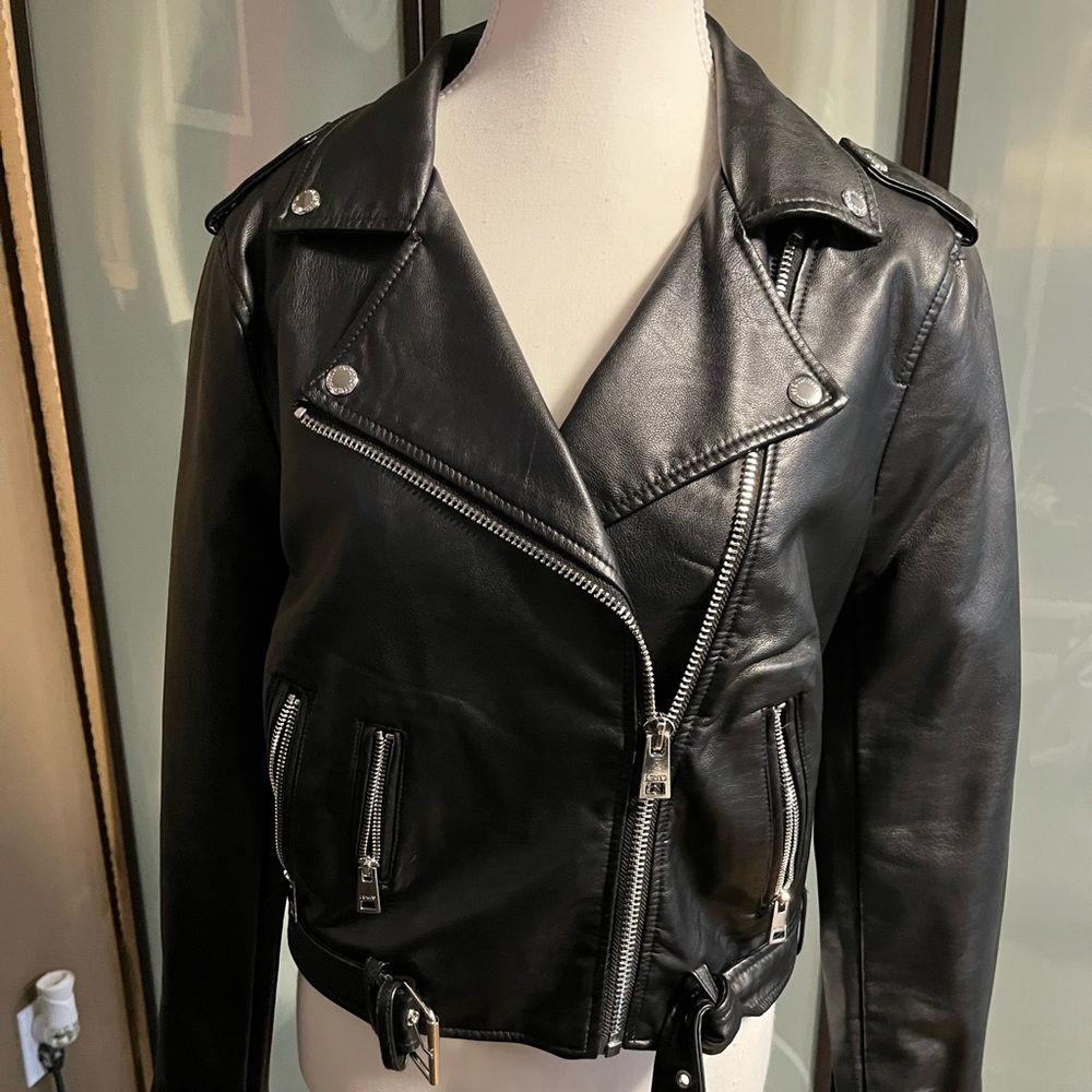 Leather like look biker jacket 
Levi Strauss size small like new